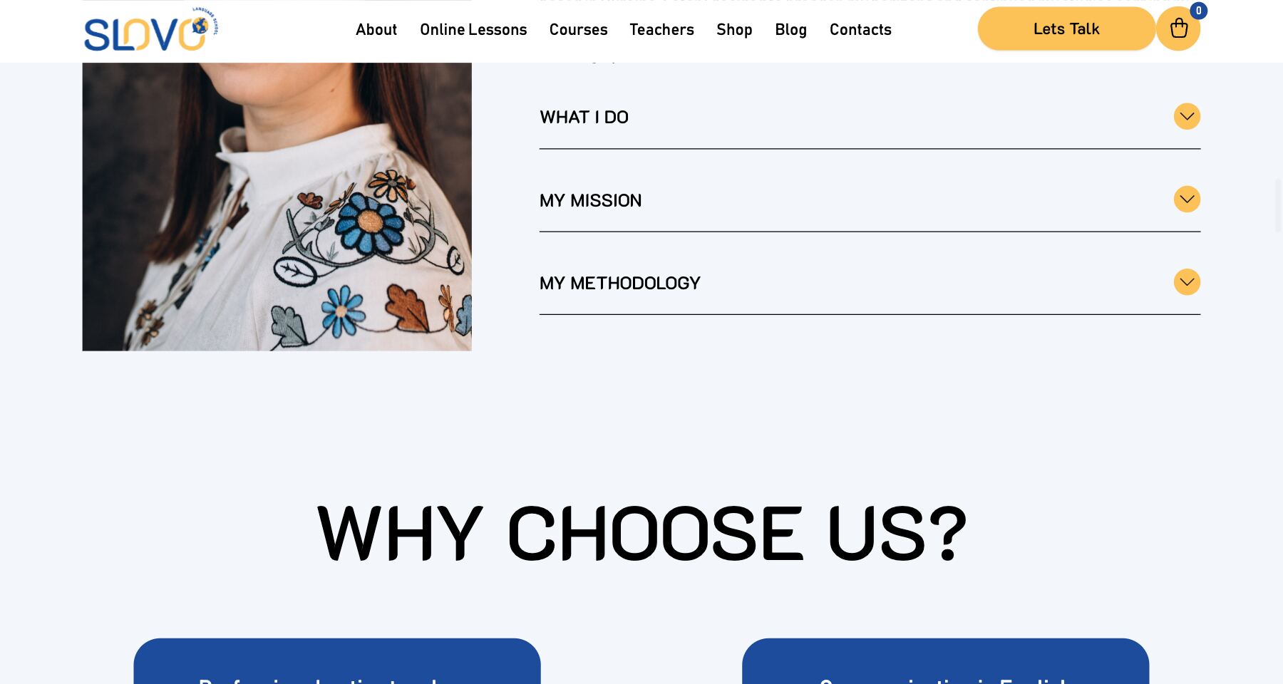 Slovo School page screenshot