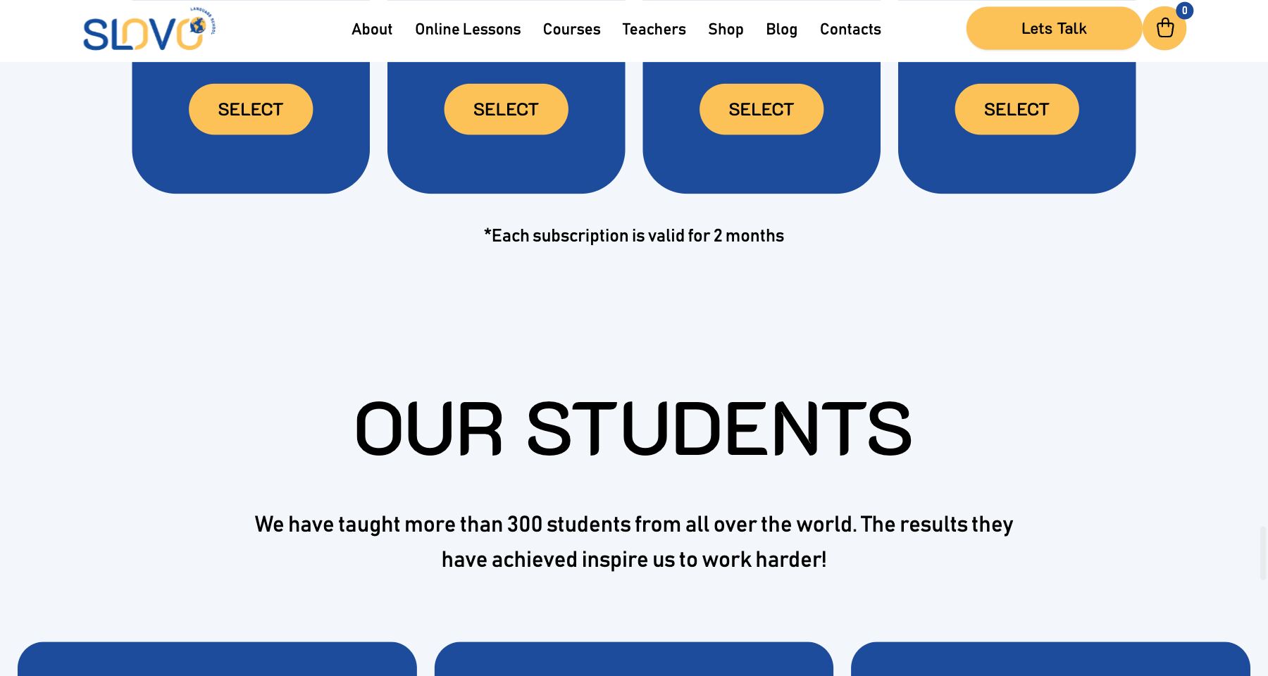 Slovo School page screenshot
