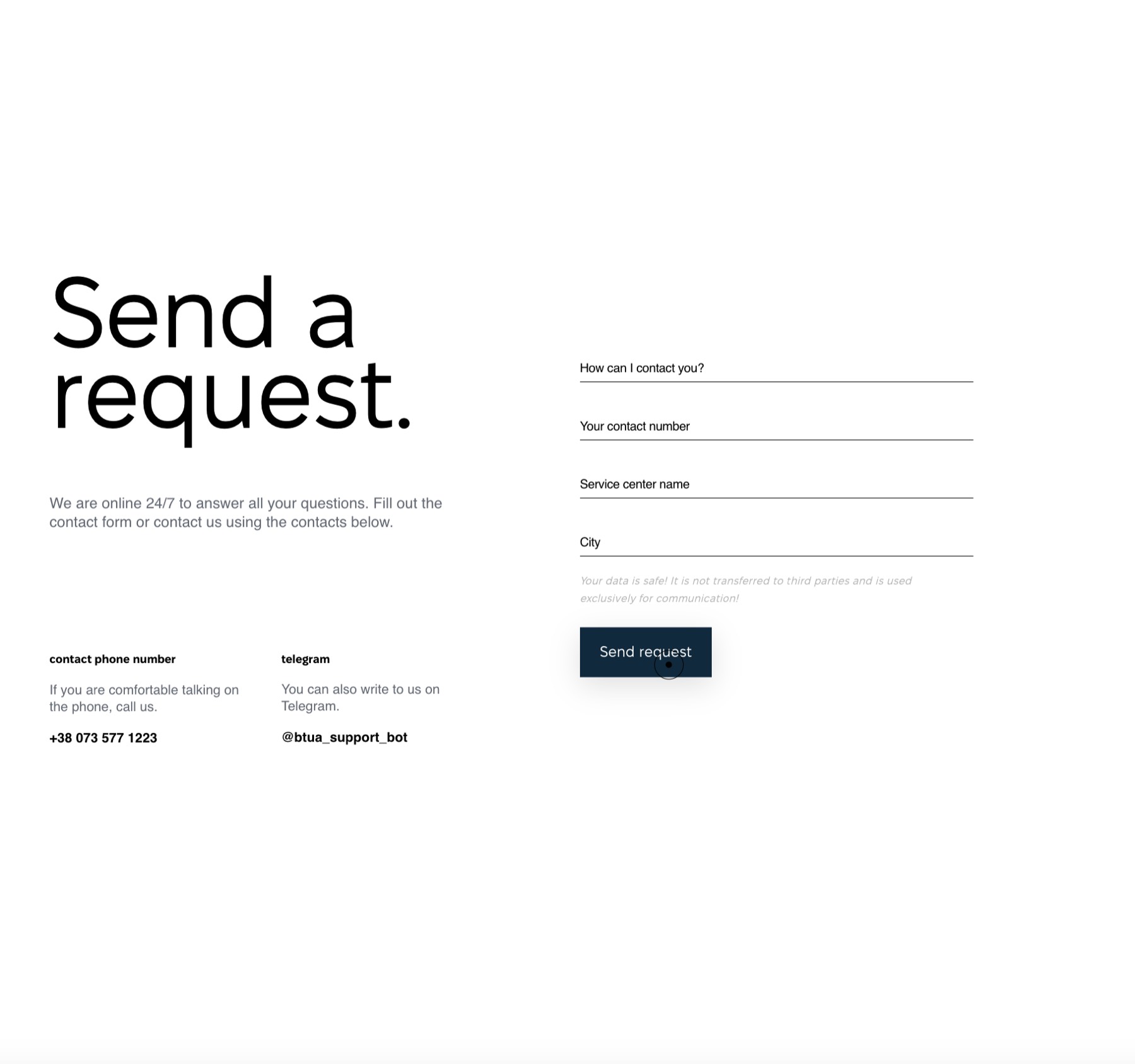 TechService page screenshot